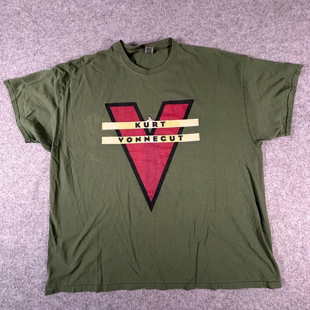 Gildan Kurt Vonnegut T-Shirt Mens 2XL Green Graphic Literary Tee